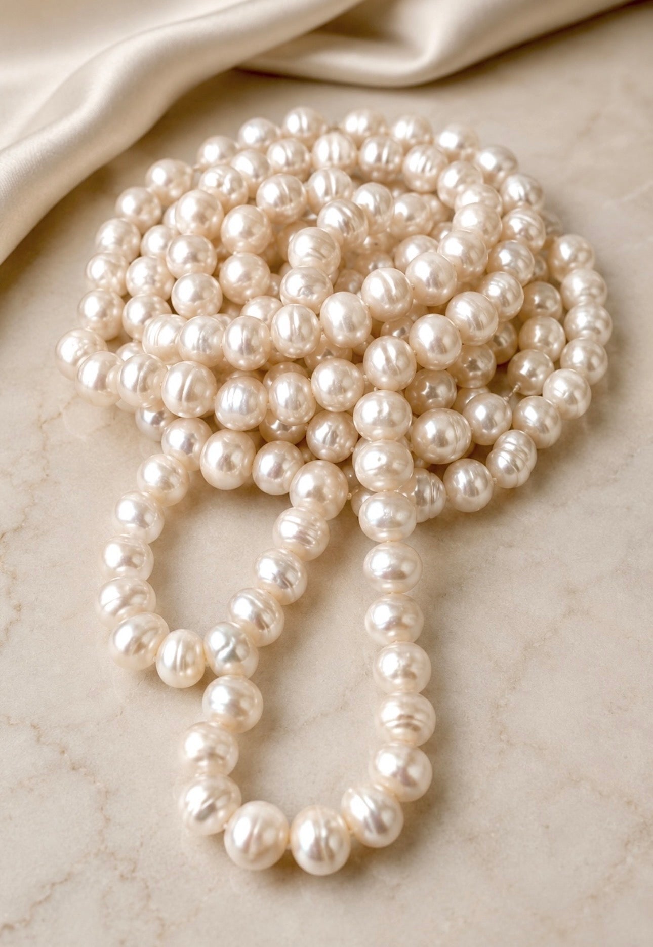 Exceptional Long Vintage Freshwater Pearl Rope Necklace 162cm Endless Strand