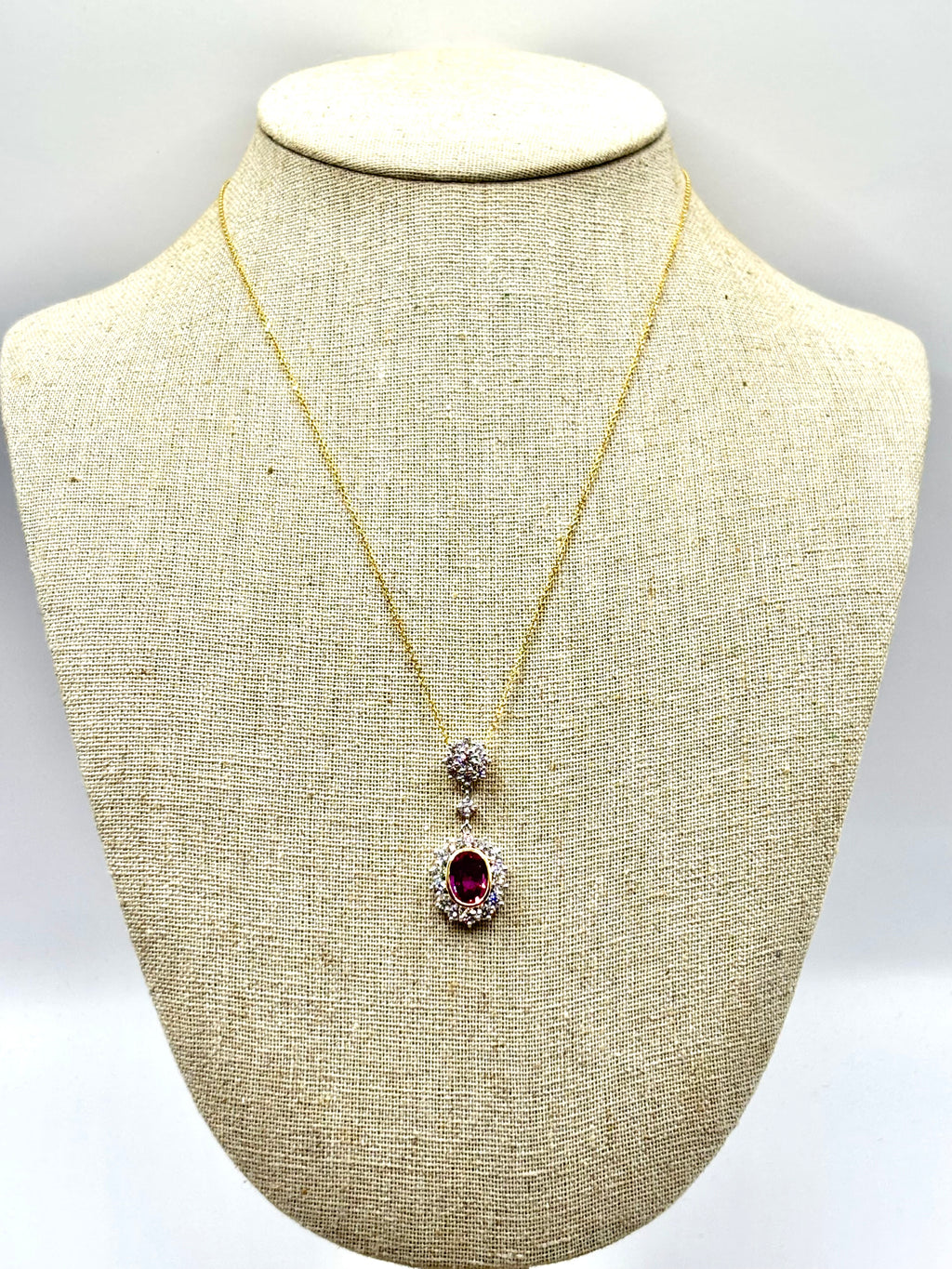 Certified Madagascar Pink Sapphire, Diamond Cluster Pendant Necklace 18K Gold