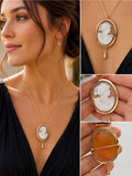 Large Victorian Classical Shell Cameo Pendant Brooch Depicting Ceres, circa 1890