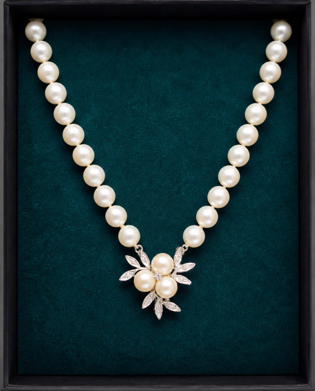 Akoya Cultured Pearl Opera Necklace 8.5–8.9mm Diamond and Gold Clasp Enhancer