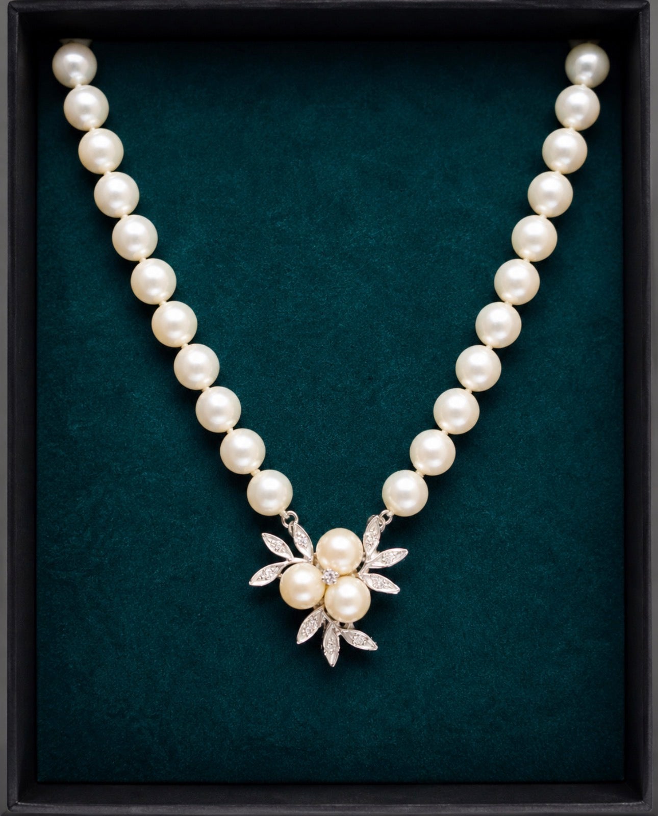Akoya Cultured Pearl Opera Necklace 8.5–8.9mm Diamond and Gold Clasp Enhancer