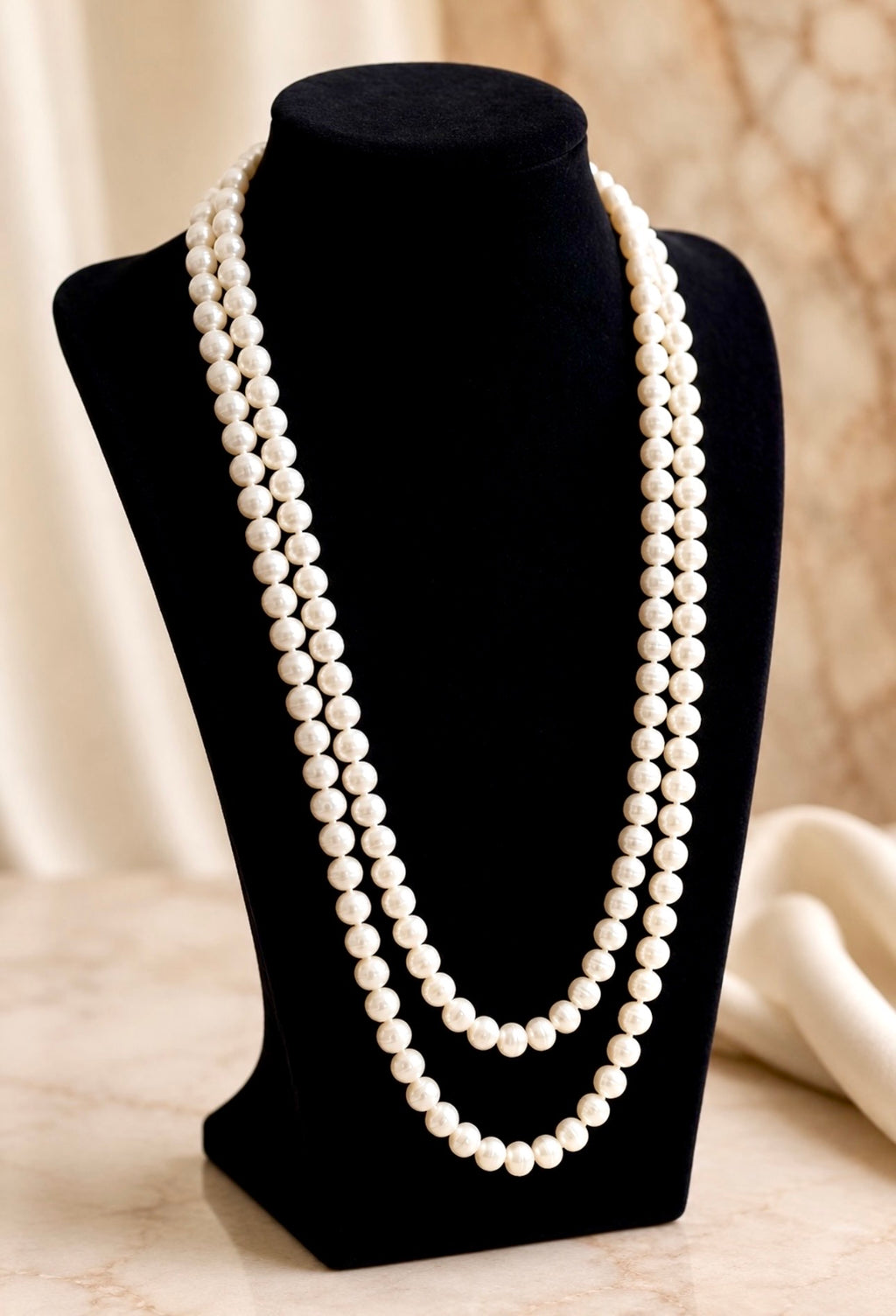 Exceptional Long Vintage Freshwater Pearl Rope Necklace 162cm Endless Strand