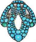 Antique Austro-Hungarian Turquoise Cluster Brooch Silver on 14k Gold, c.1880’s