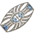 ART DECO PLATINUM, 18K Gold, Diamonds and Aquamarines Brooch c1920’s