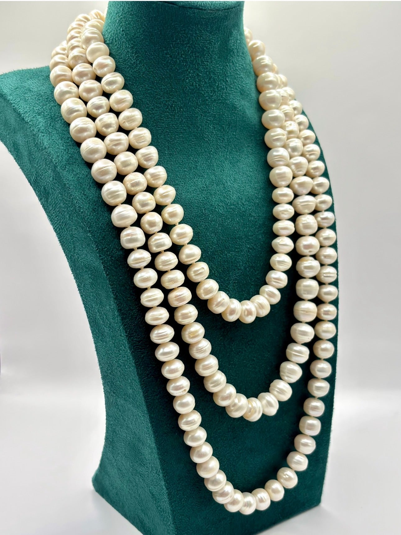 Exceptional Long Vintage Freshwater Pearl Rope Necklace 162cm Endless Strand