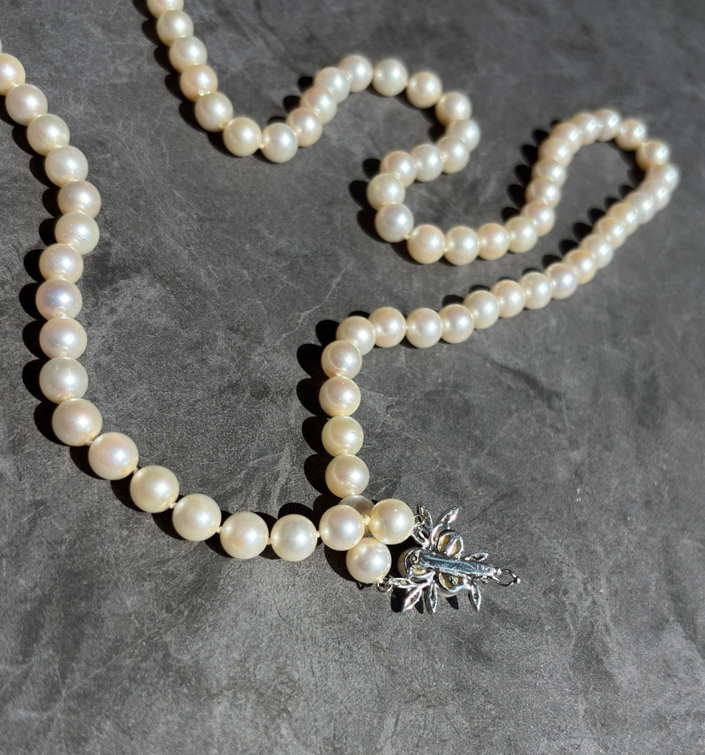 Akoya Cultured Pearl Opera Necklace 8.5–8.9mm Diamond and Gold Clasp Enhancer