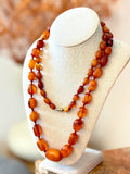 Vintage Baltic Amber Necklace, 108cm long 90 Grams, 58 Cognac Butterscotch Beads