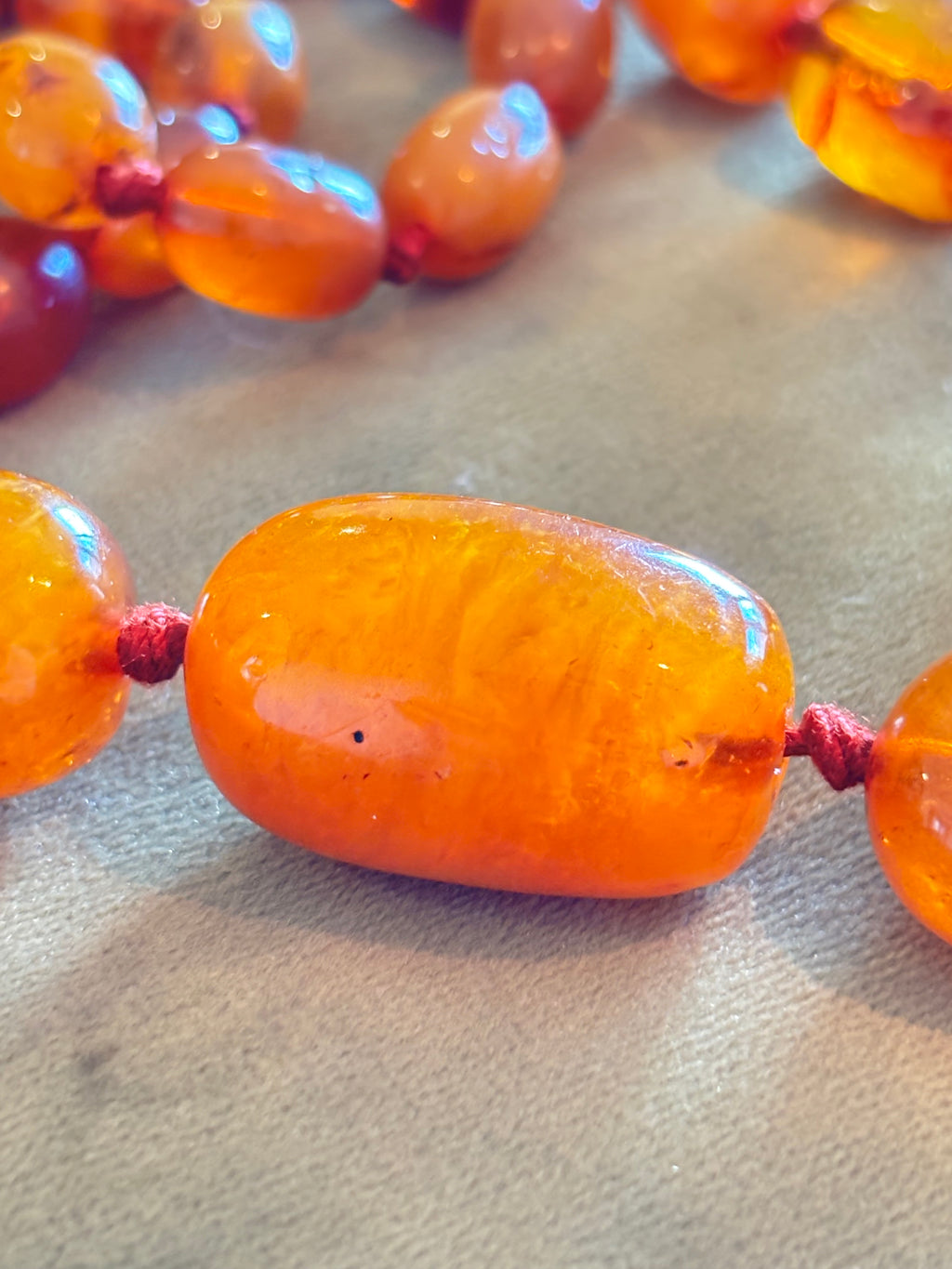 Vintage Baltic Amber Necklace, 108cm long 90 Grams, 58 Cognac Butterscotch Beads
