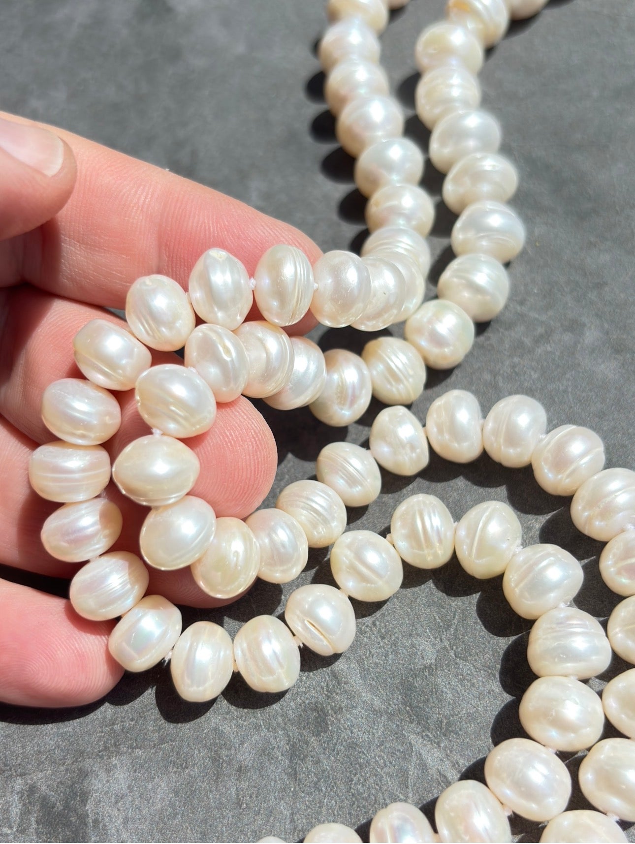 Exceptional Long Vintage Freshwater Pearl Rope Necklace 162cm Endless Strand