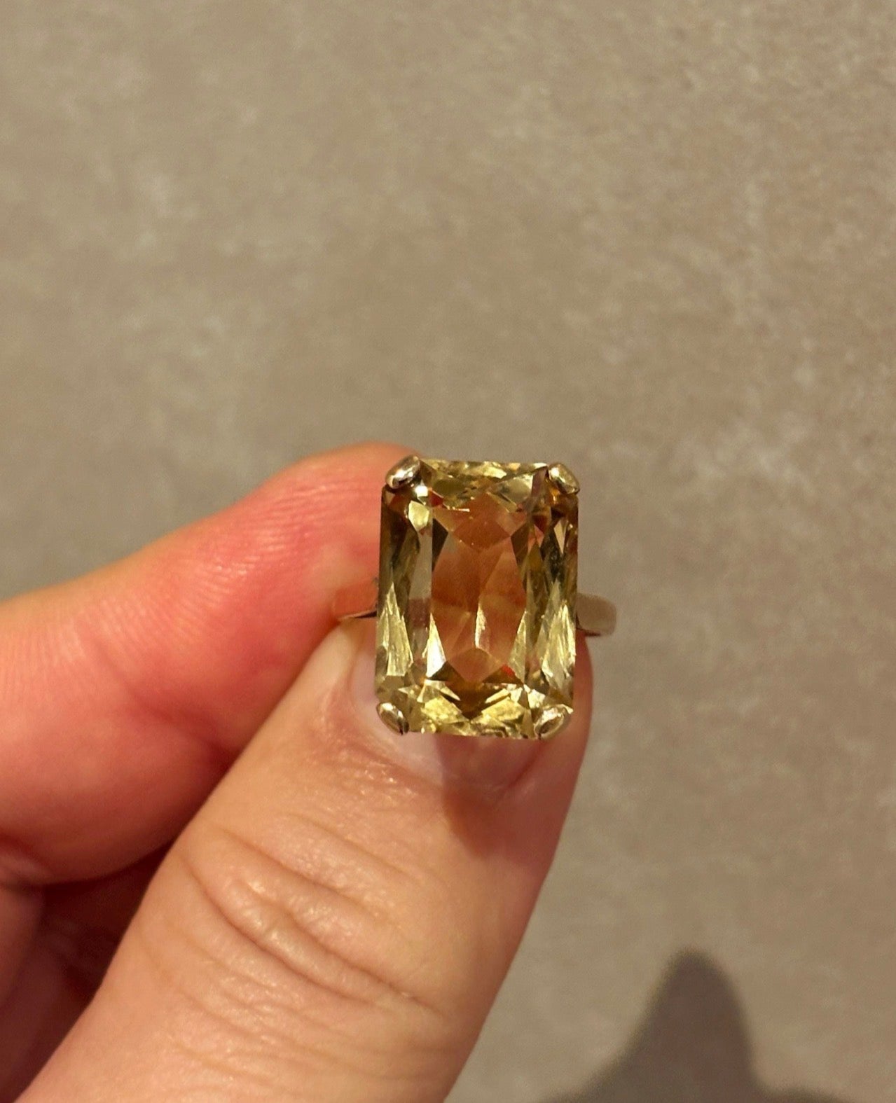 CITRINE STATEMENT RING, 15 carat Emerald Cut, Mid-Century Modern