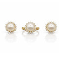 Vintage Pearl and Diamond Cluster Ring and Earrings Suite, 18ct Gold, Circa 1987