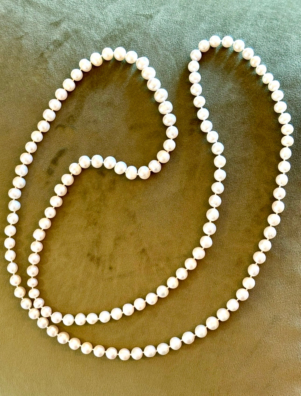 Long Cultured Freshwater Pearl Rope Necklace, 9.5-10mm Pearls, 120cm, Exceptional Lustre