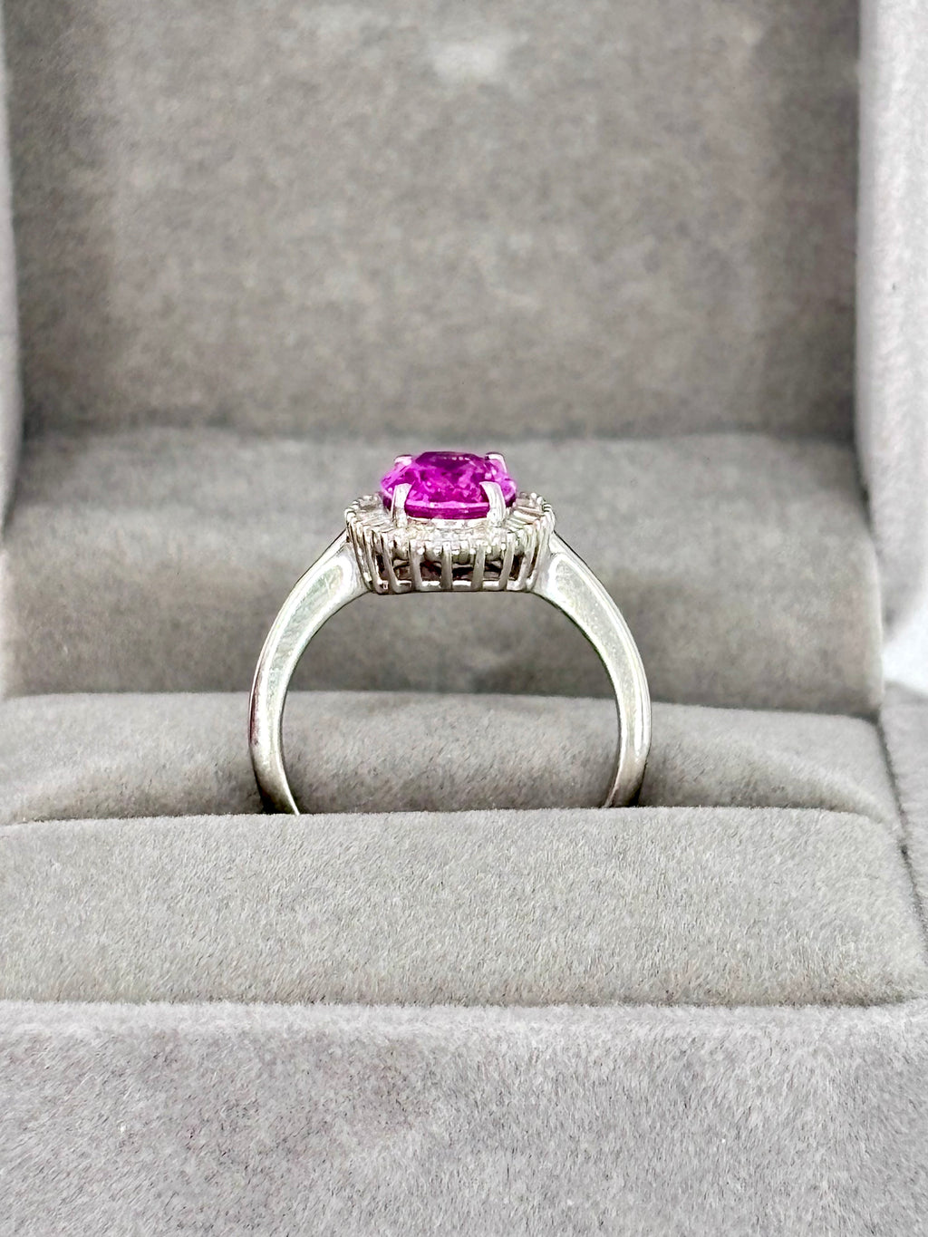 Natural Pink Sapphire Diamond Necklace and Ring Suite, GCS Certified