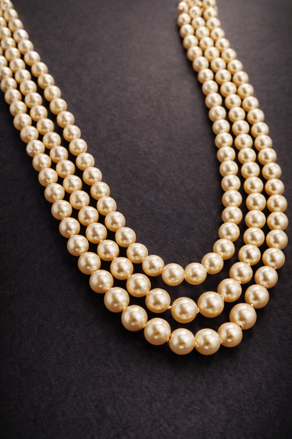 Vintage Triple-Strand Cultured Akoya Pearl Necklace 18K Carat Diamond Sapphire Bow Clasp, Circa 1960’s