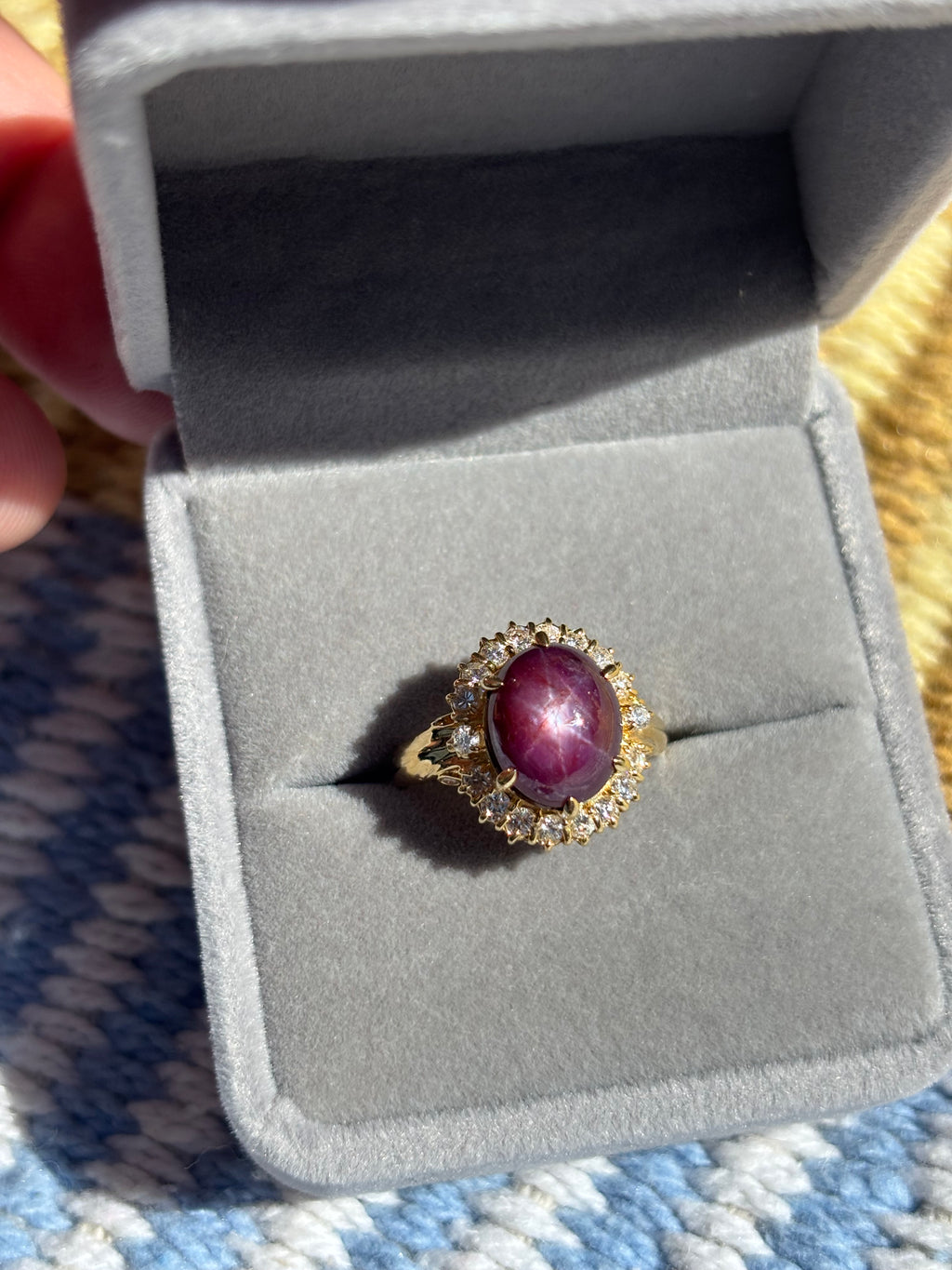 Large 8.50ct Natural Unheated Star Ruby Diamond Cluster Ring, GCS Certified, 18k Gold
