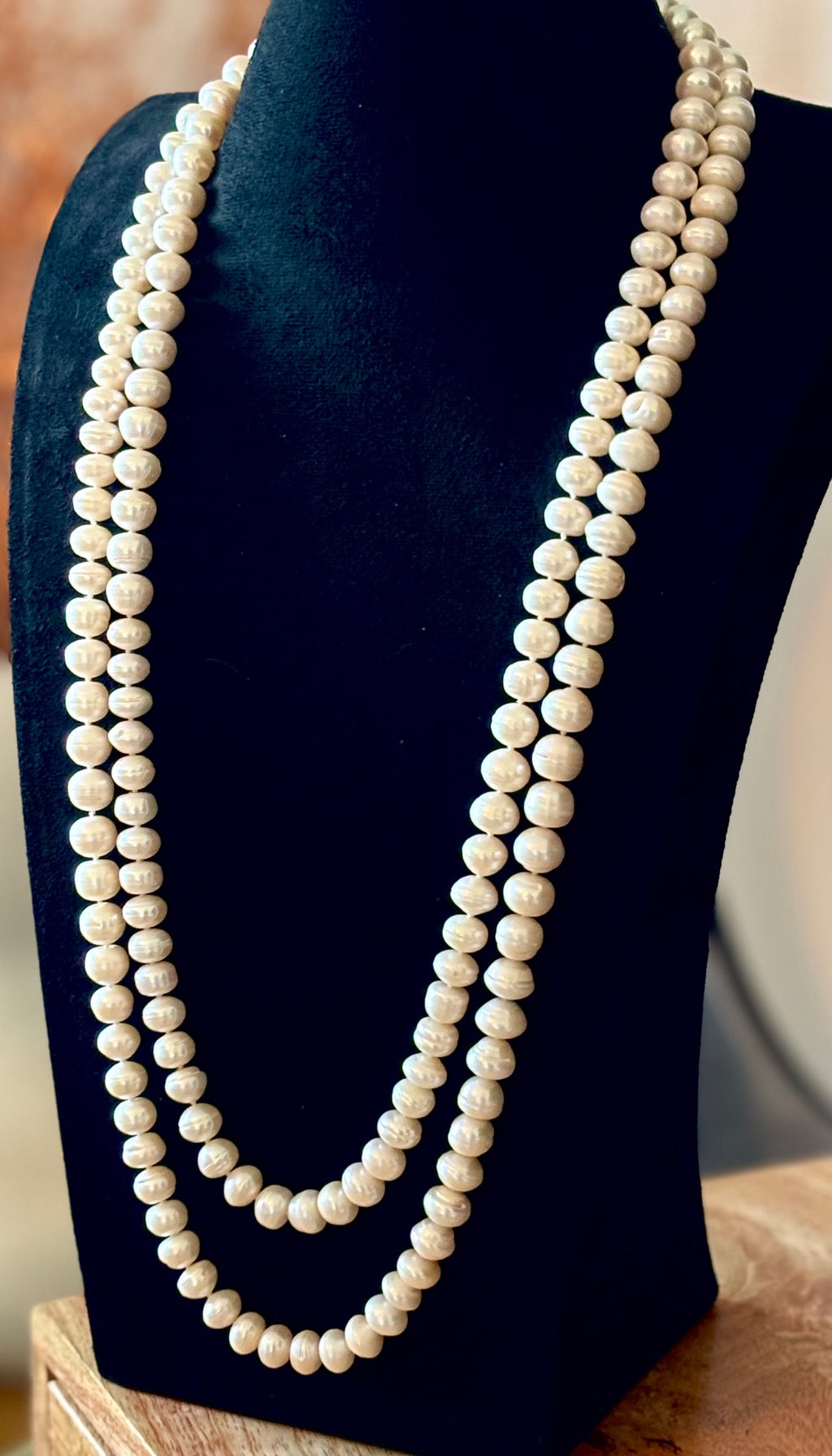 Exceptional Long Vintage Freshwater Pearl Rope Necklace 162cm Endless Strand