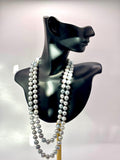 Long Grey Cultured Freshwater Pearl Opera Necklace, 8mm Knotted Strand, 14K Gold Clasp, 96cm