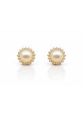 Vintage Pearl and Diamond Cluster Earrings, 9mm Pearls, 18ct Gold