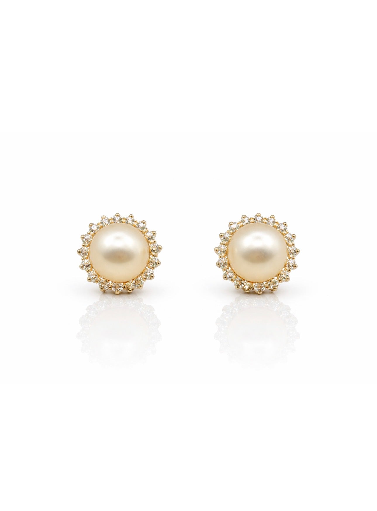 Vintage Pearl and Diamond Cluster Earrings, 9mm Pearls, 18ct Gold