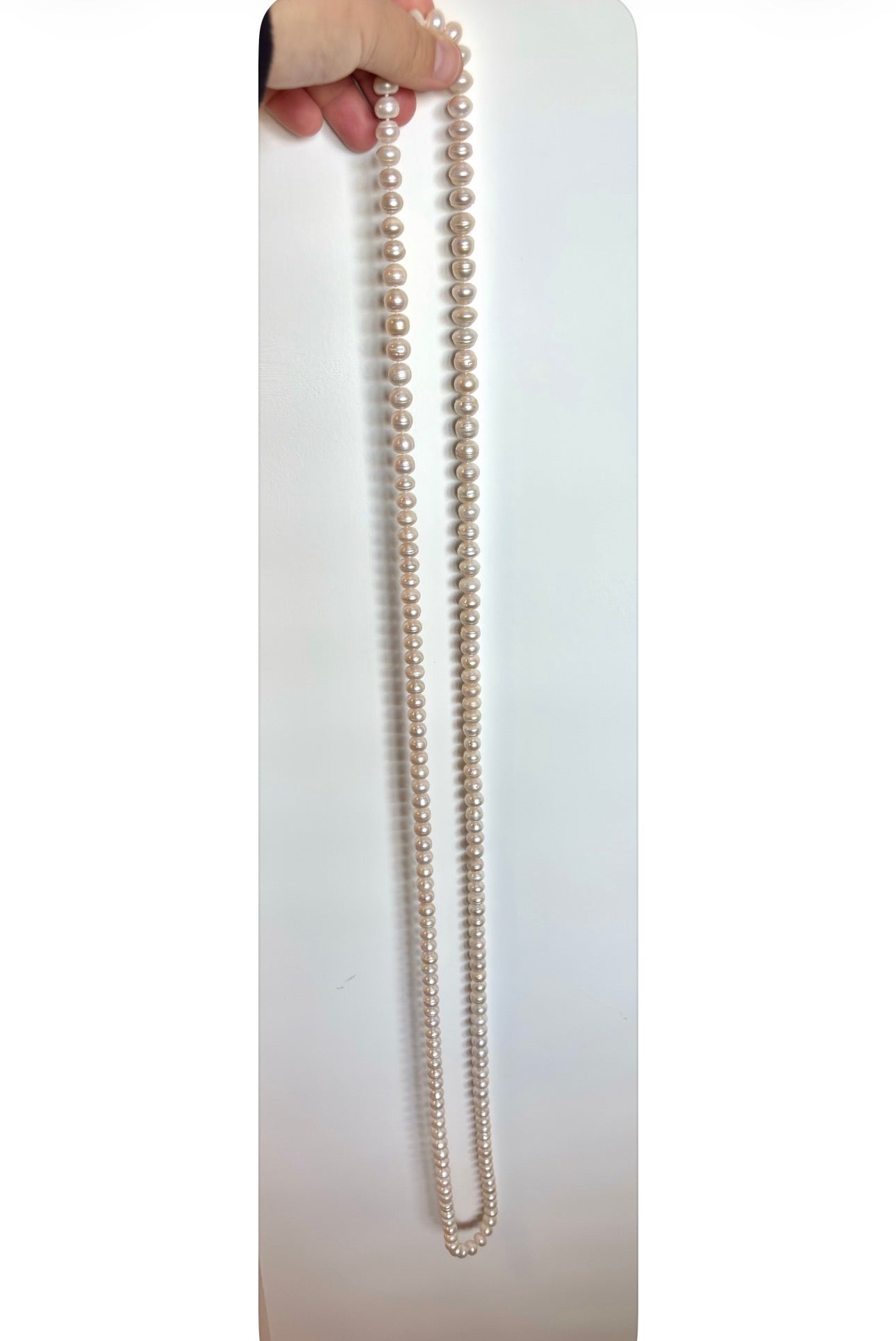 Exceptional Long Vintage Freshwater Pearl Rope Necklace 162cm Endless Strand