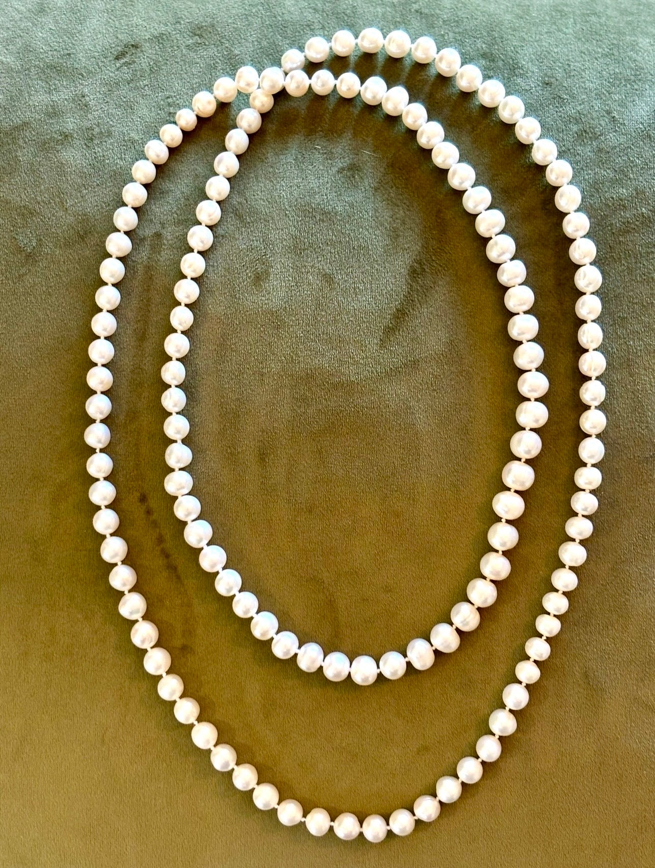 Long Cultured Freshwater Pearl Rope Necklace, 9.5-10mm Pearls, 120cm, Exceptional Lustre