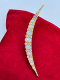 Edwardian 18K Gold Opal & Old Mine Cut Diamond Crescent Brooch, circa 1900