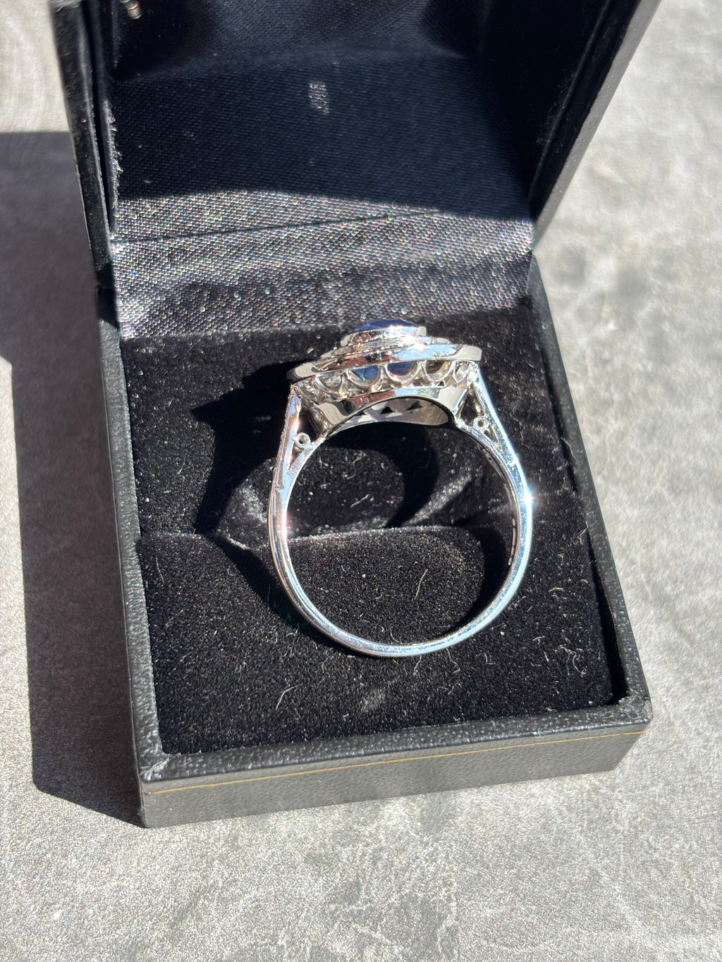 GCS Certified 3.70ct Unheated Sri Lankan Sapphire & Diamond Platinum Ring