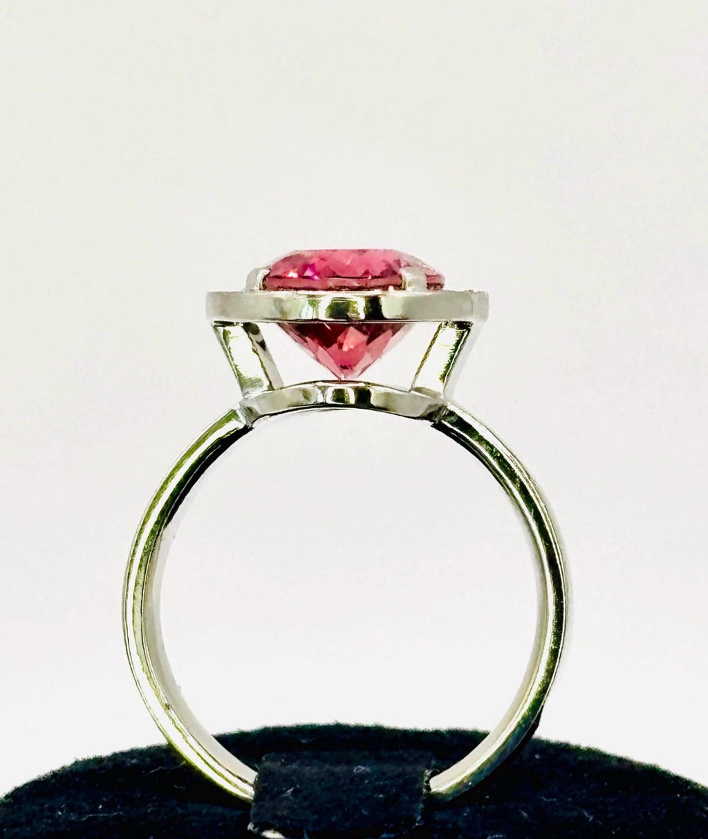 PINK TOURMALINE & DIAMOND Ring 18 K Gold