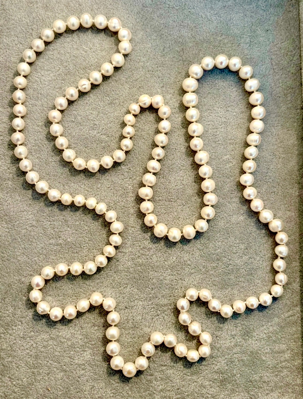 Long Cultured Freshwater Pearl Rope Necklace, 9.5-10mm Pearls, 120cm, Exceptional Lustre