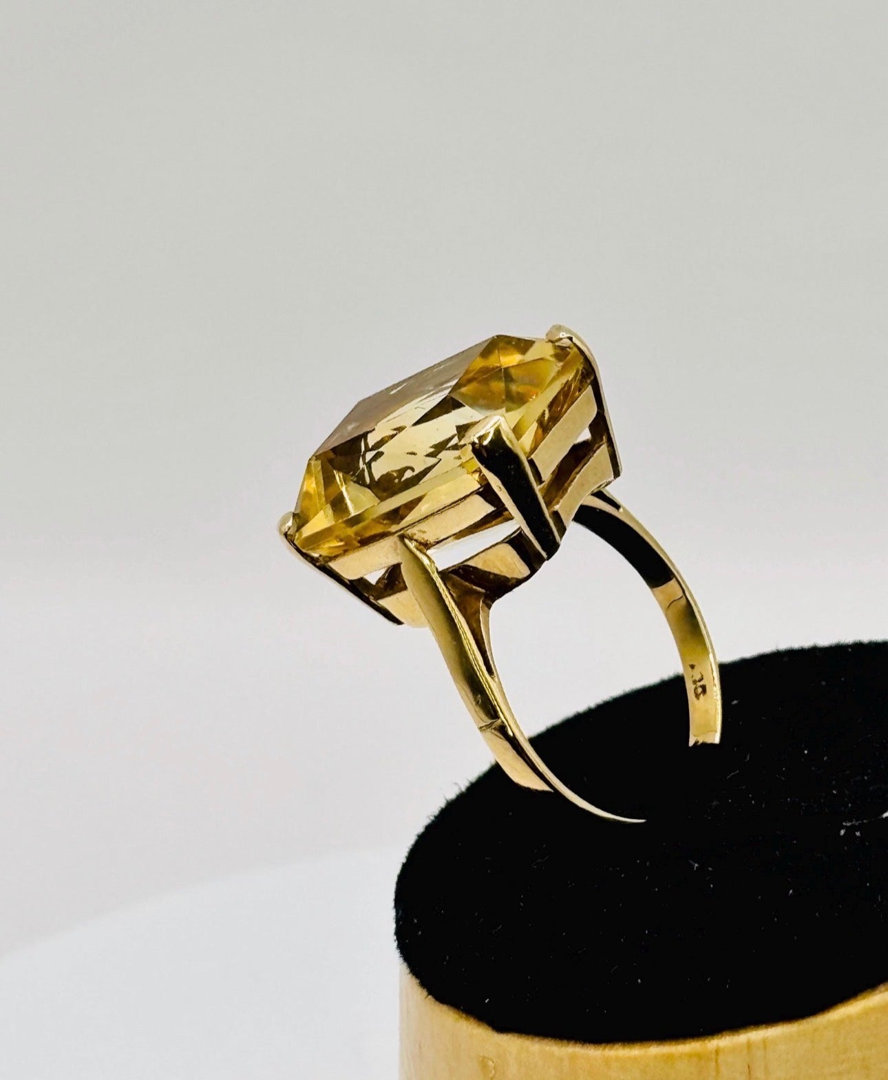 CITRINE STATEMENT RING, 15 carat Emerald Cut, Mid-Century Modern