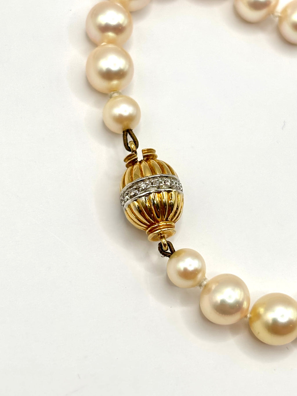 Exceptional Long Akoya Pearl Necklace, 97cm, 8mm Pearls, Hallmarked 18K Gold