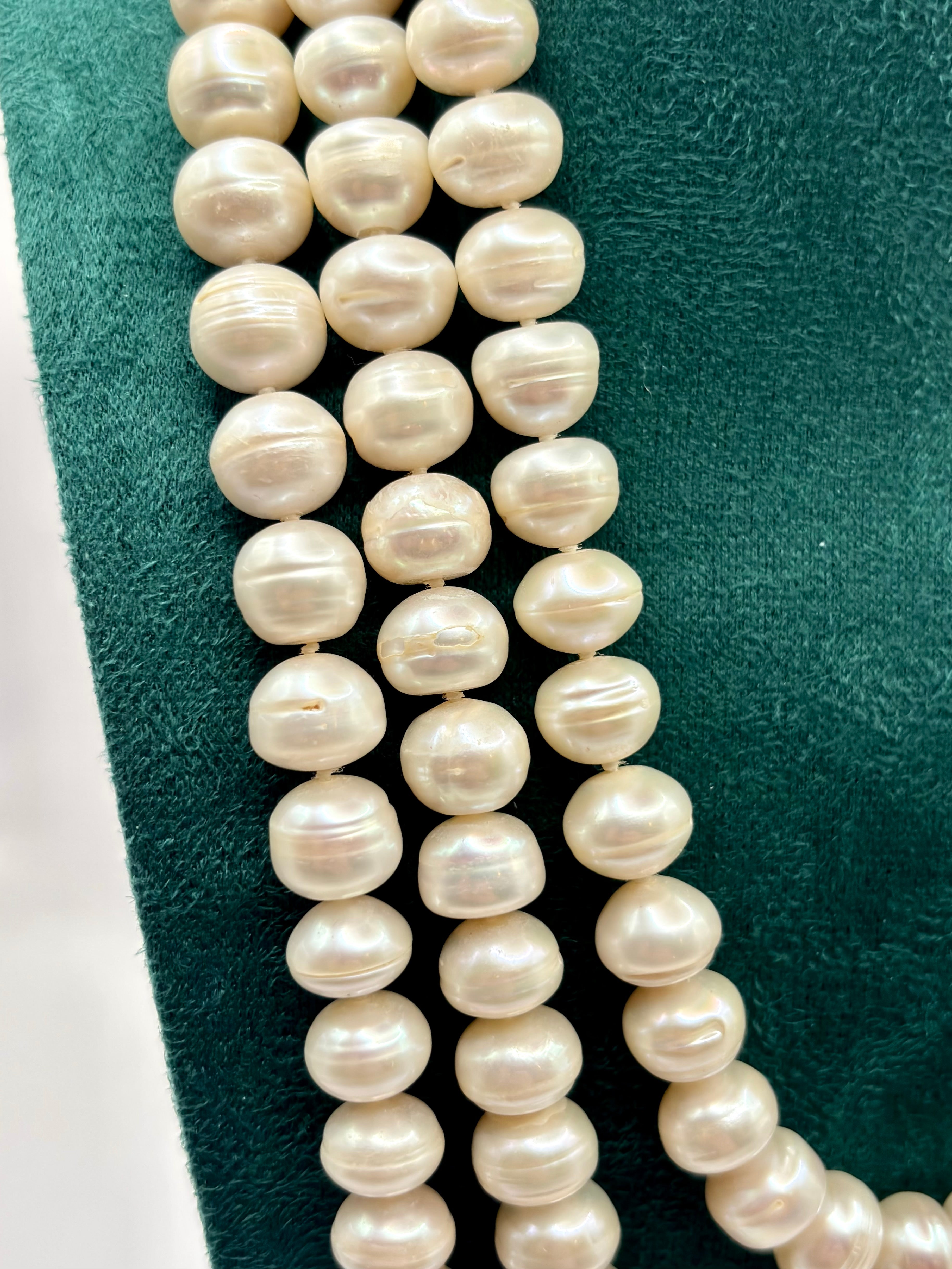 Exceptional Long Vintage Freshwater Pearl Rope Necklace 162cm Endless Strand