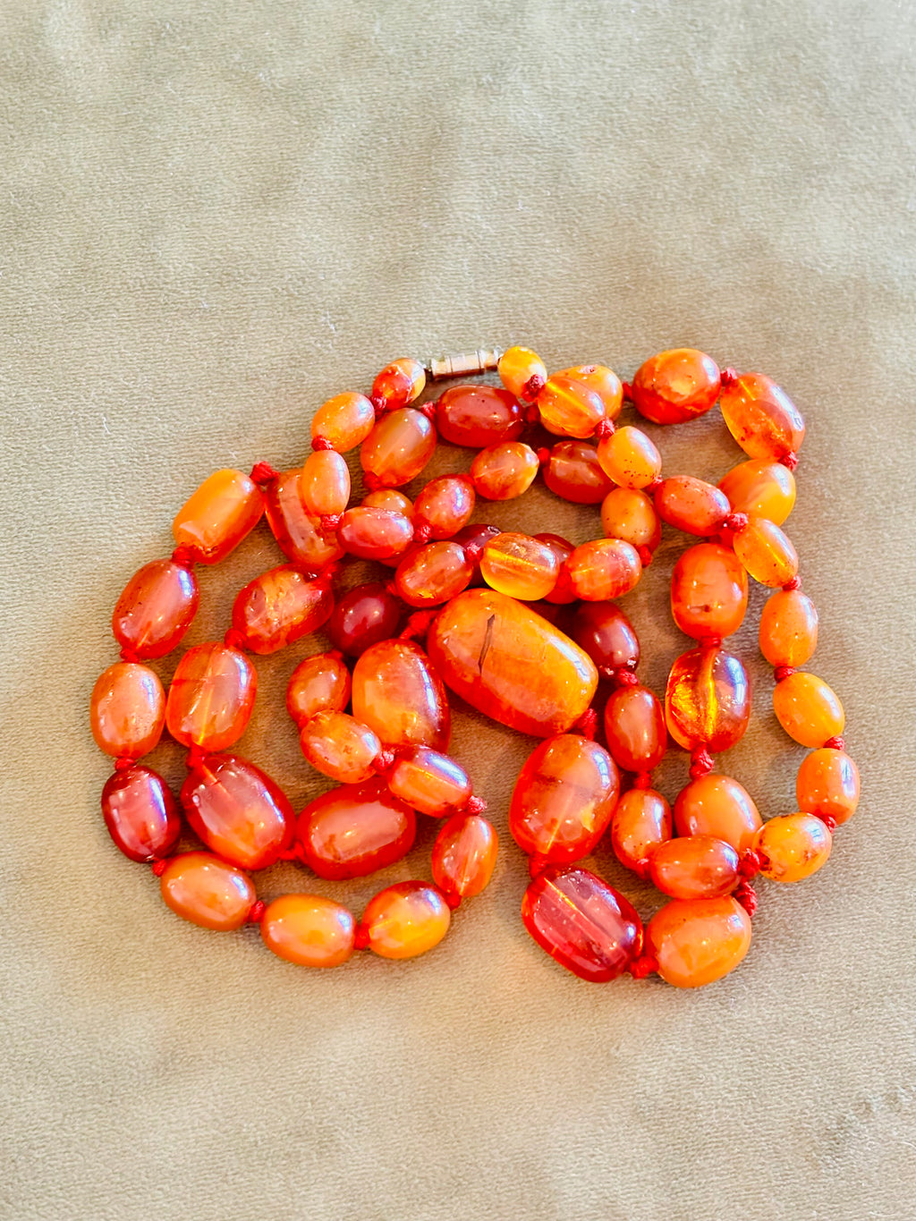 Vintage Baltic Amber Necklace, 108cm long 90 Grams, 58 Cognac Butterscotch Beads