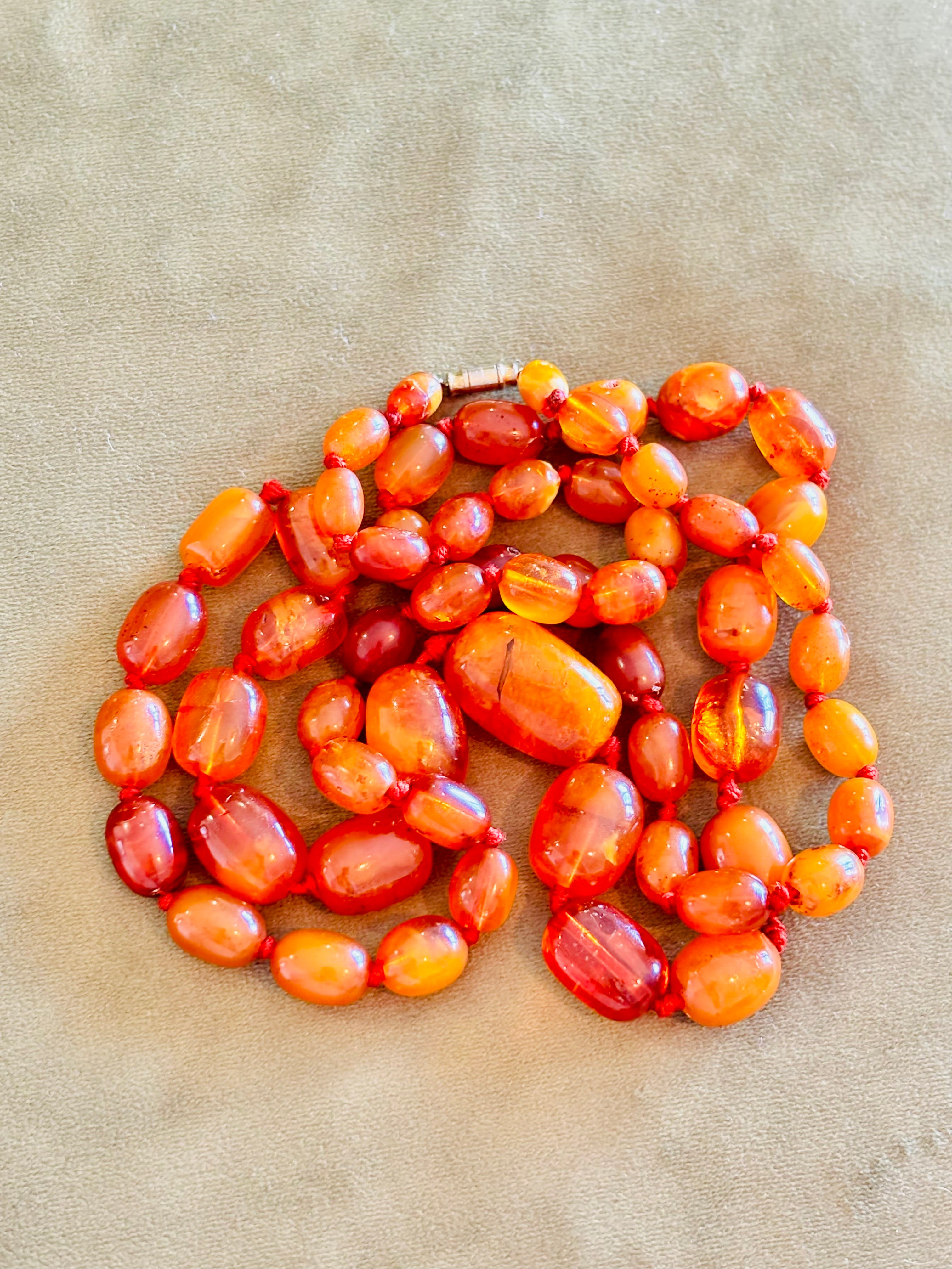 Vintage Baltic Amber Necklace, 108cm long 90 Grams, 58 Cognac Butterscotch Beads