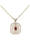 RED RUBY & DIAMONDS Pendant Handcrafted in 18K White Gold
