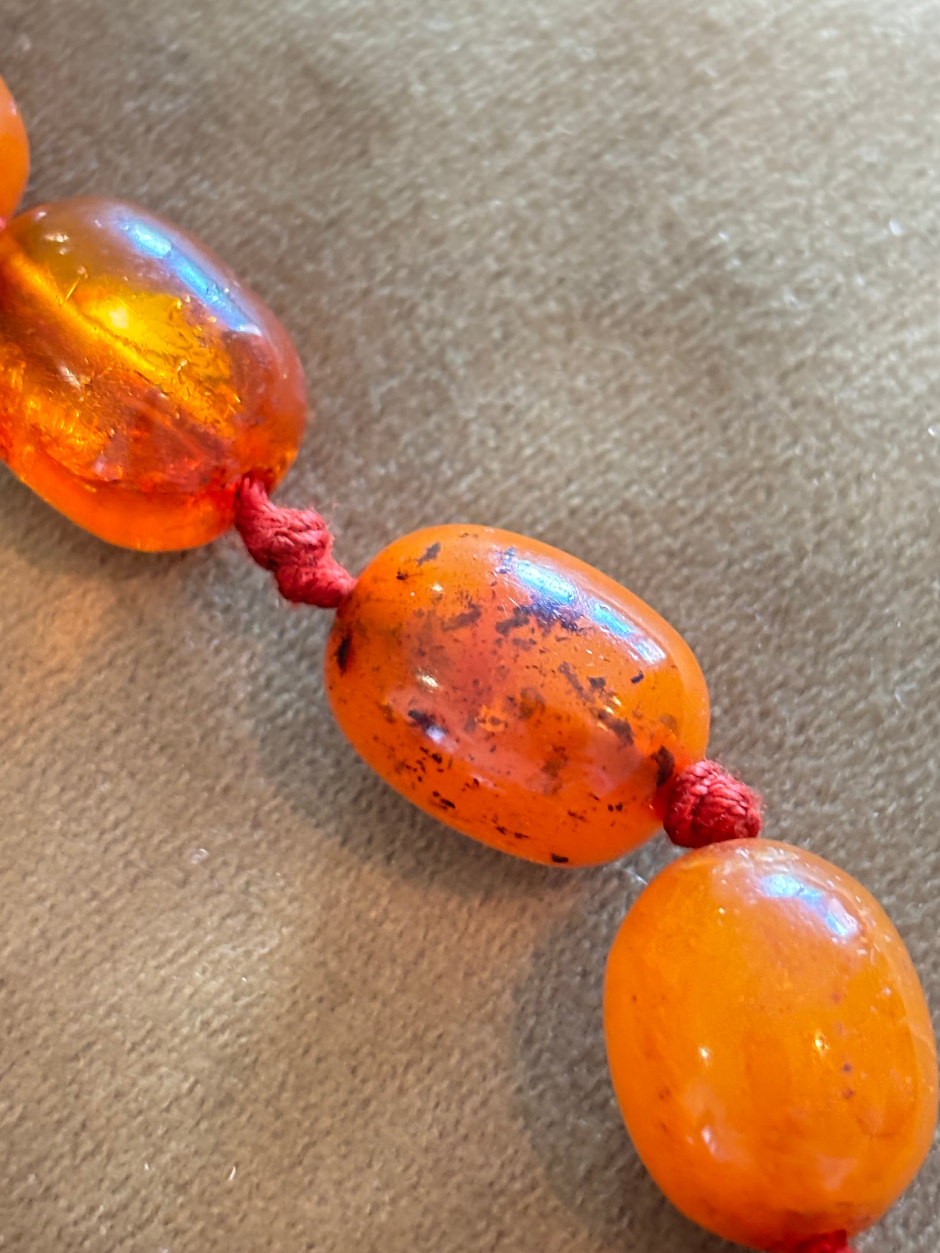 Vintage Baltic Amber Necklace, 108cm long 90 Grams, 58 Cognac Butterscotch Beads