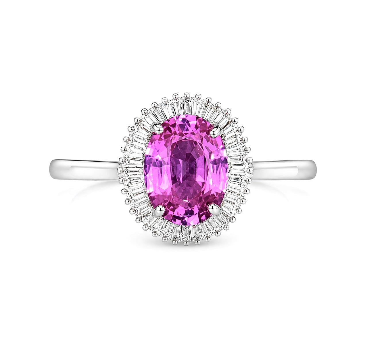 Natural Pink Sapphire Diamond Necklace and Ring Suite, GCS Certified