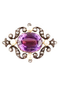 VICTORIAN AMETHYST BROOCH With Diamonds & Pearls from the 1880’s