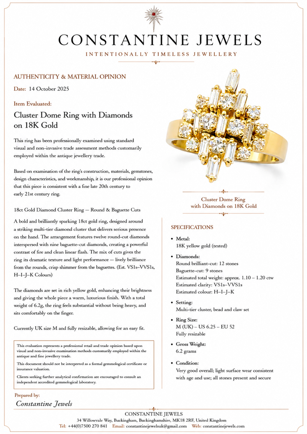 Cluster Dome Ring with Diamonds on 18K Gold