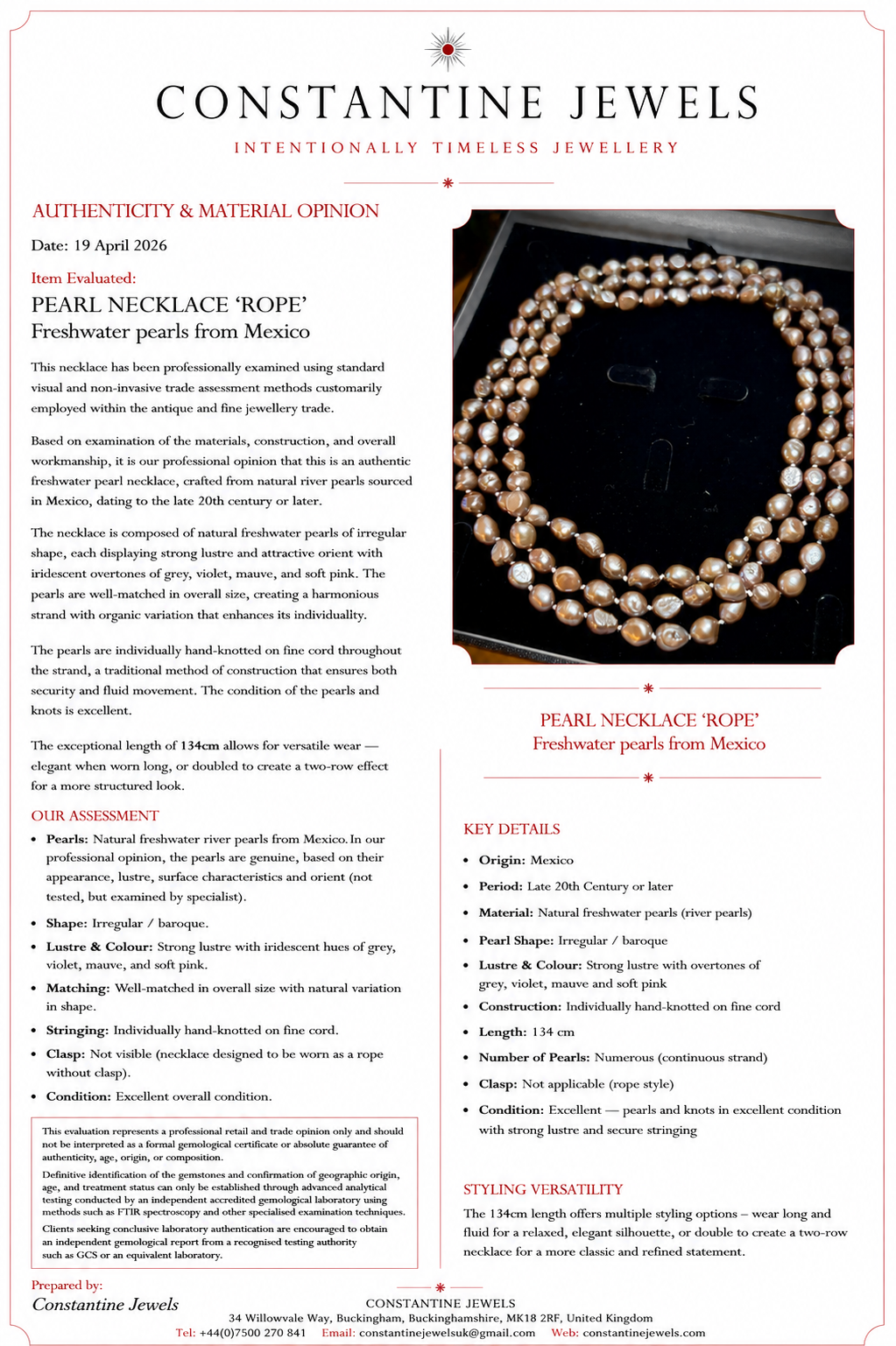 PEARL NECKLACE ‘ROPE’  Freshwater pearls from Mexico