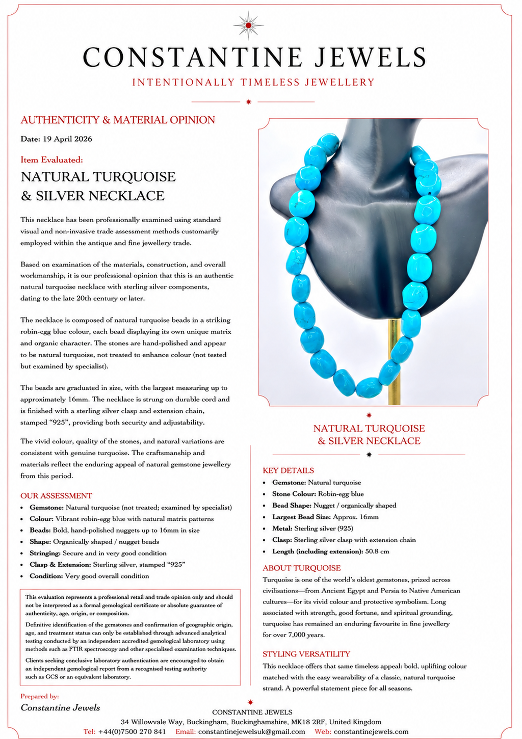 TURQUOISE & SILVER NECKLACE
