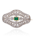 EMERALD & DIAMONDS PLATINUM and Gold Brooch c1910