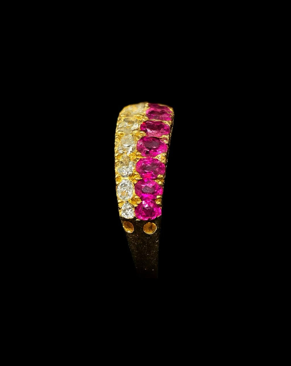 Antique Edwardian Ruby Diamond Brooch & Half Eternity Ring Suite, Circa 1900