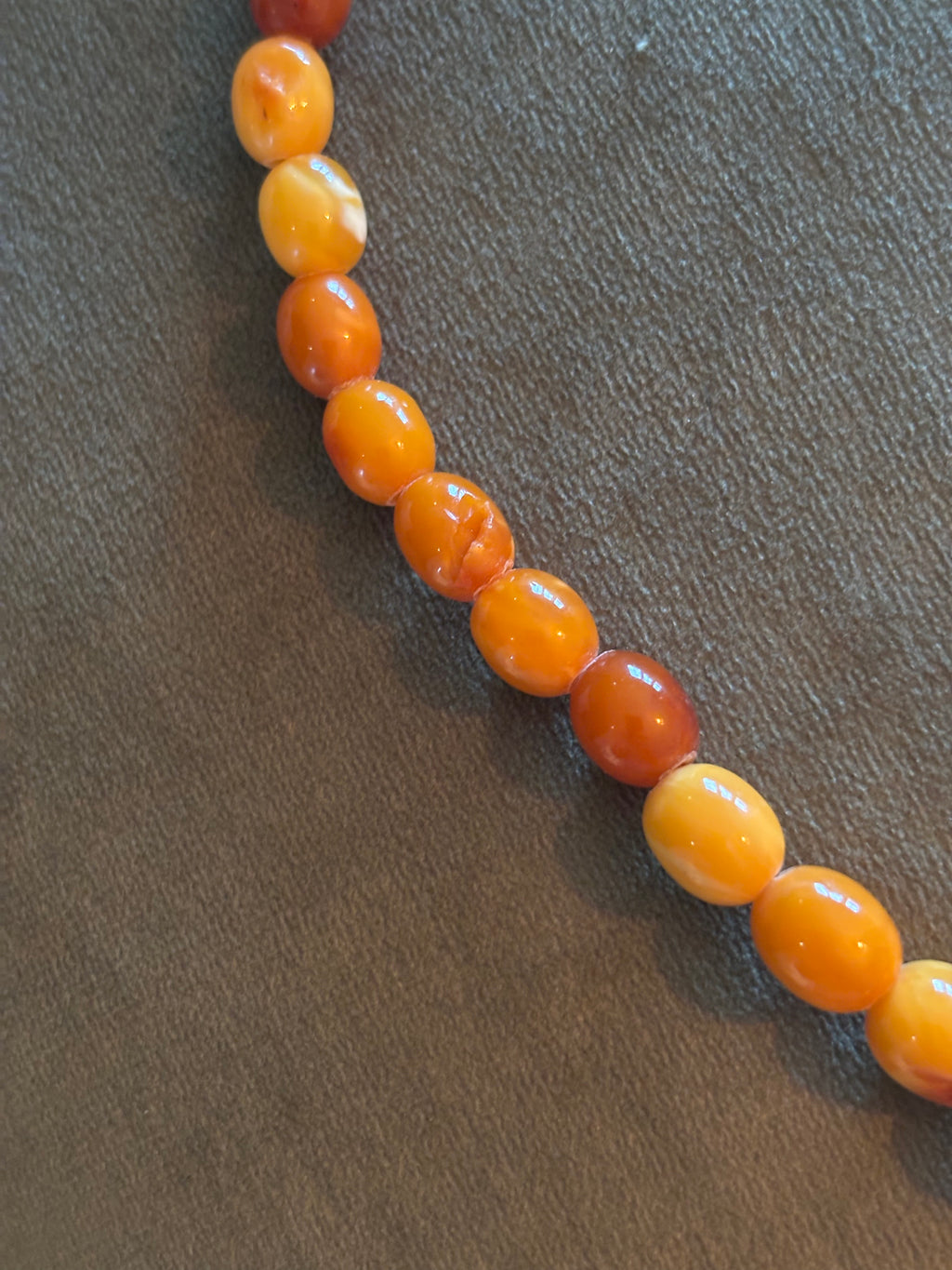 Mid-Century Butterscotch Amber Beads Necklace, 60cm, Gold Clasp