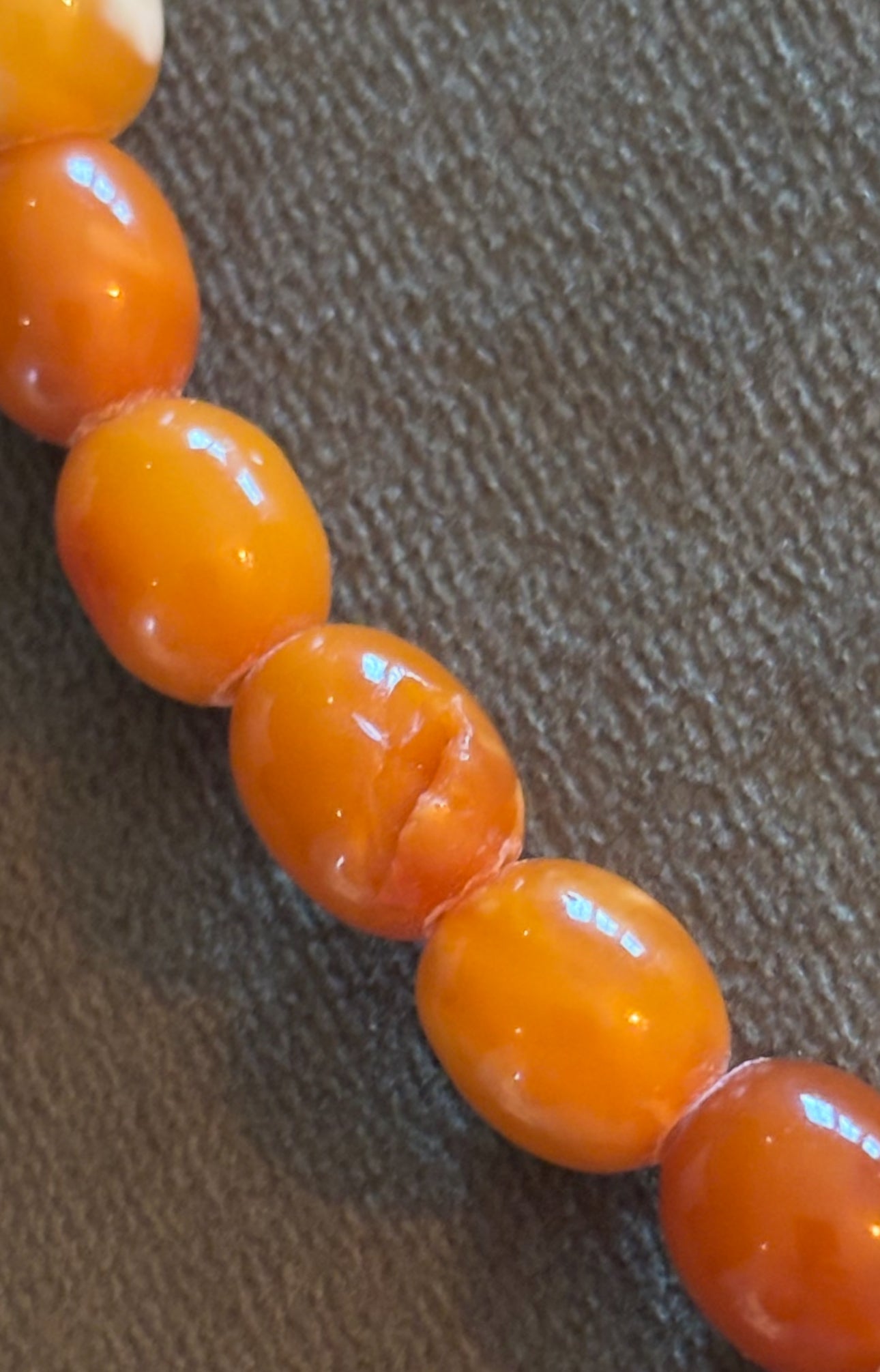 Mid-Century Butterscotch Amber Beads Necklace, 60cm, Gold Clasp