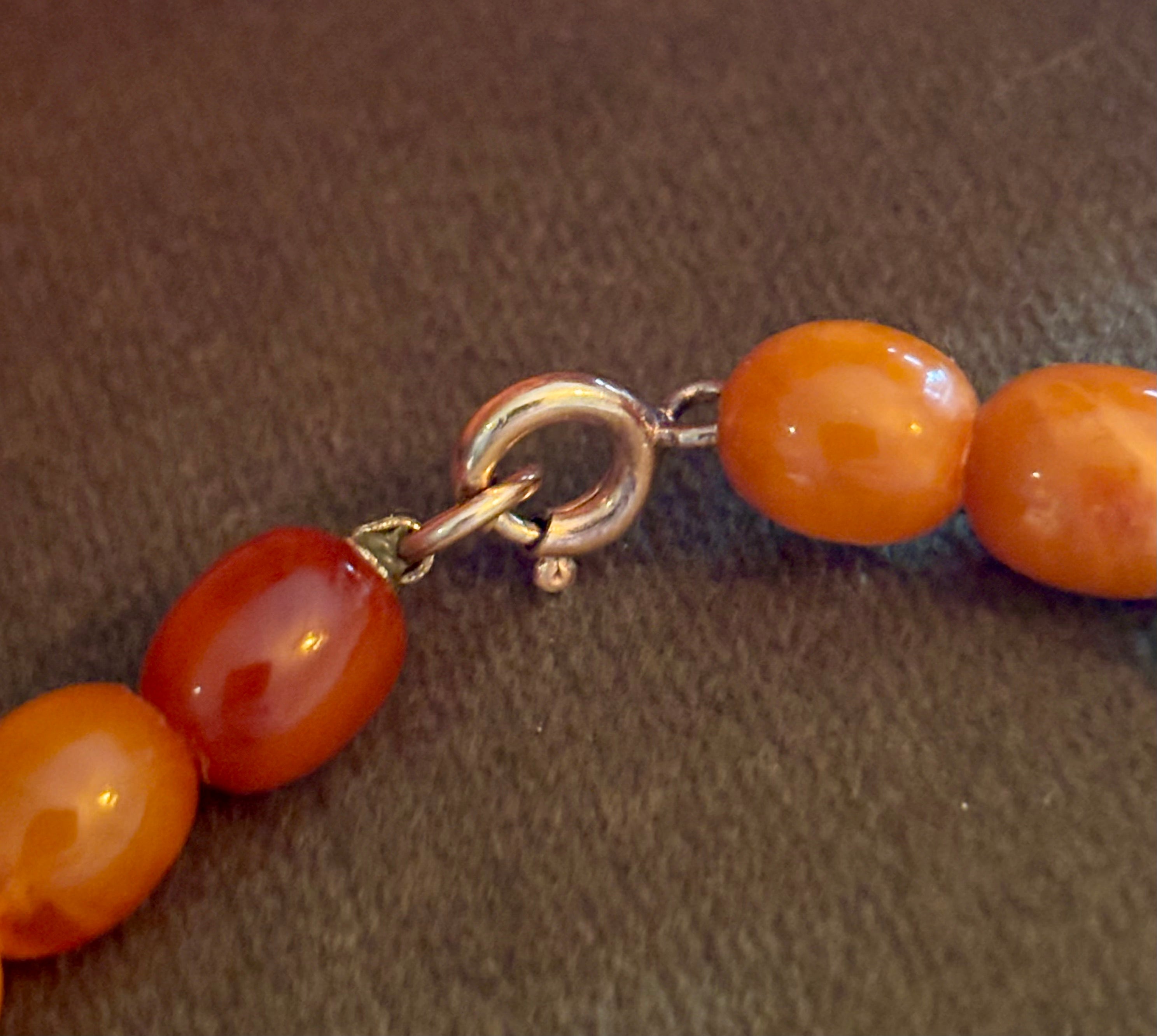 Mid-Century Butterscotch Amber Beads Necklace, 60cm, Gold Clasp