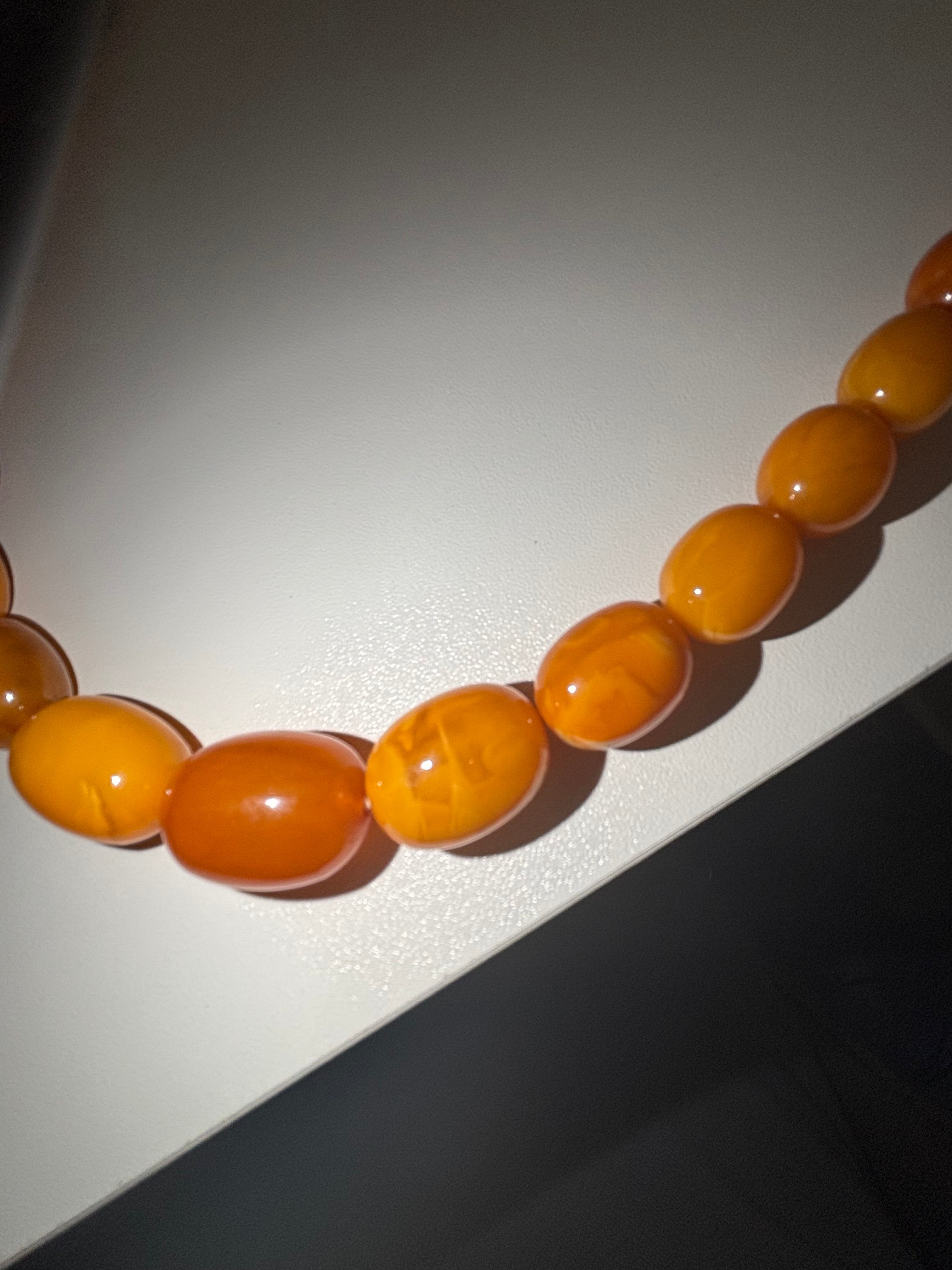 Antique Baltic Butterscotch Amber Bead Necklace, 70cm, 1920s-1940s