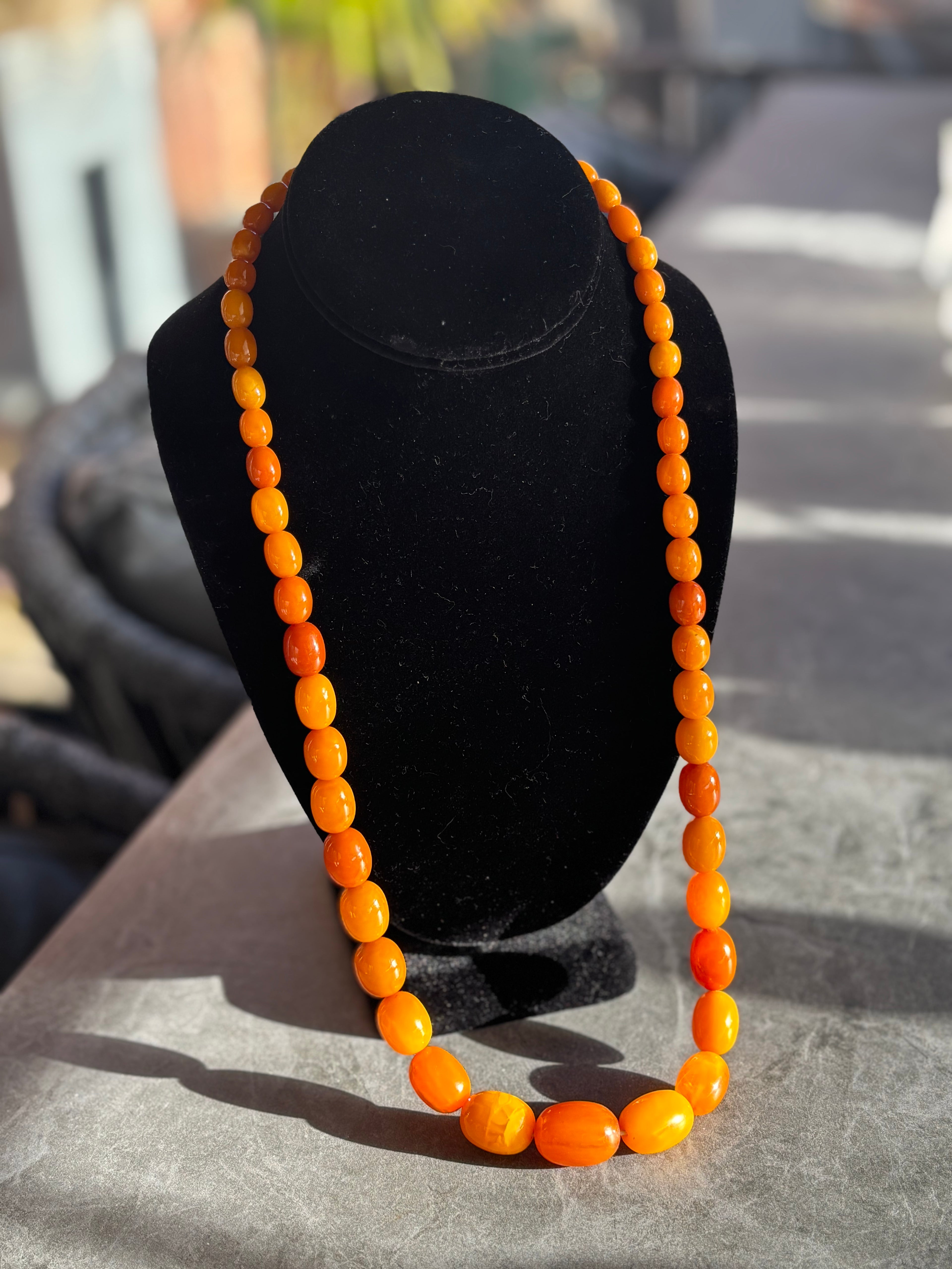 Antique Baltic Butterscotch Amber Bead Necklace, 70cm, 1920s-1940s