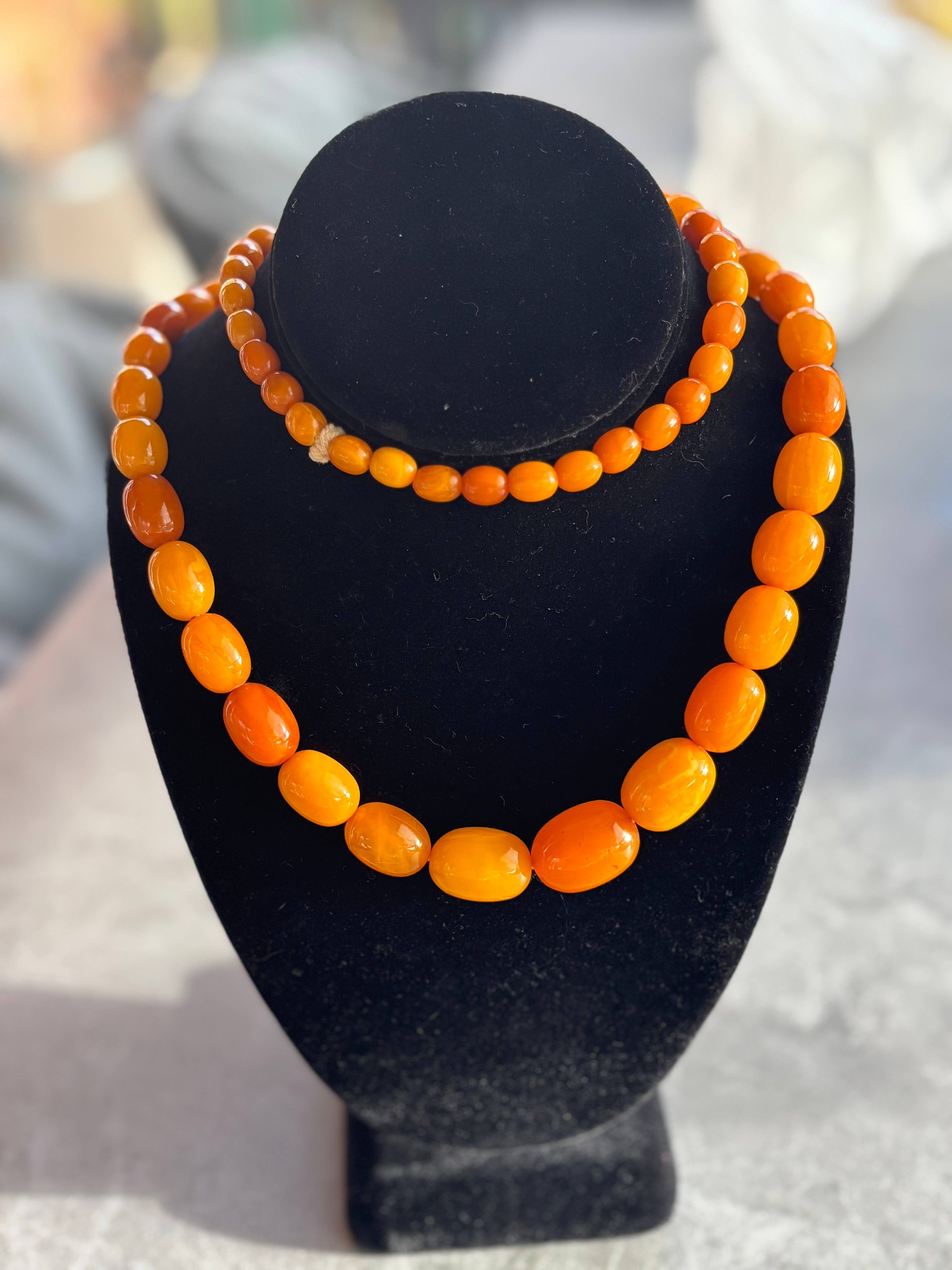 Antique Baltic Butterscotch Amber Bead Necklace, 70cm, 1920s-1940s