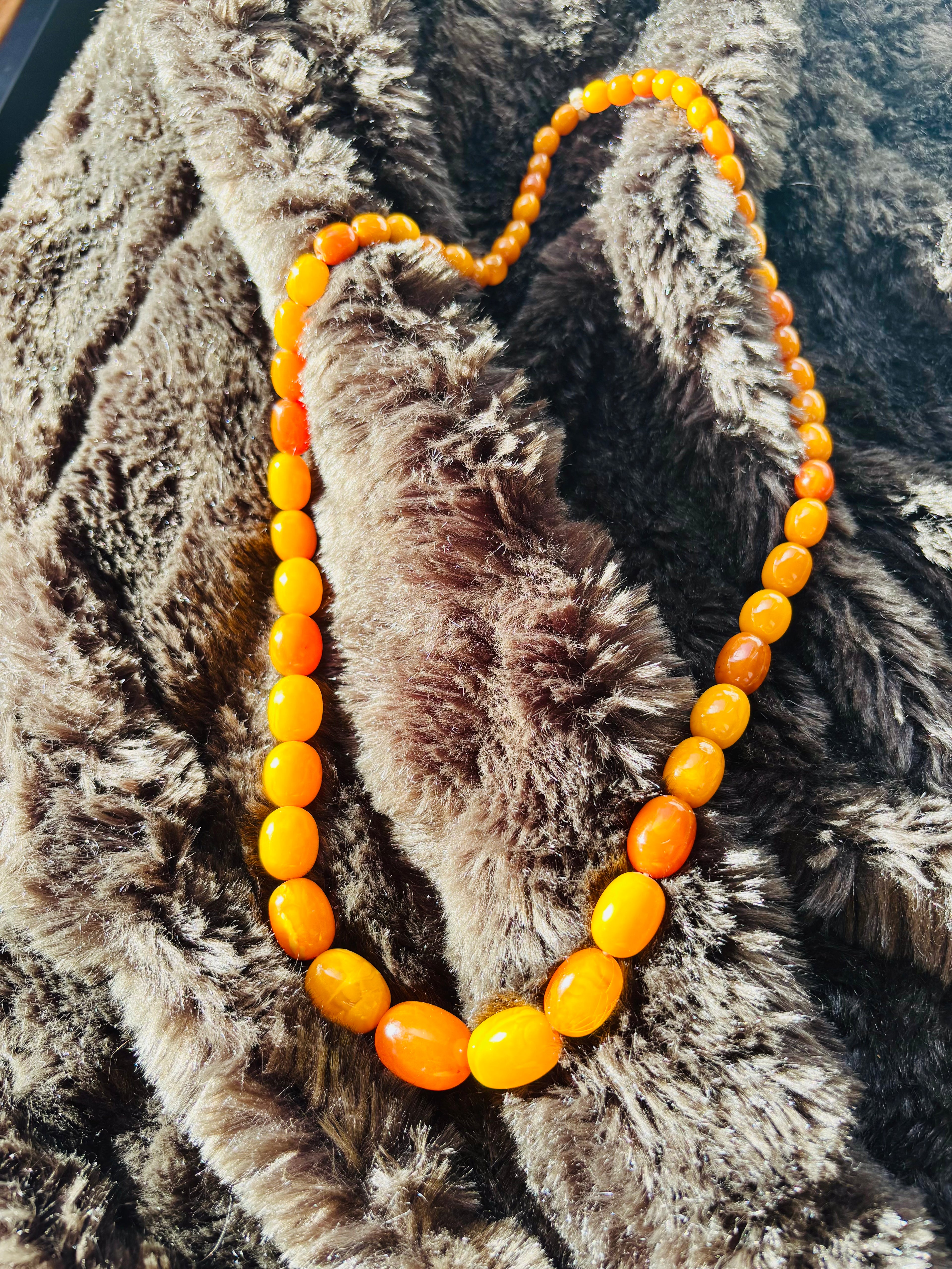 Antique Baltic Butterscotch Amber Bead Necklace, 70cm, 1920s-1940s